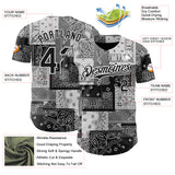 Custom Black Gray-White 3D Pattern Design Rave Party Ethnic Paisley Bandana Authentic Baseball Jersey