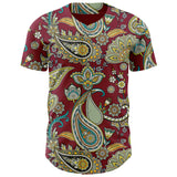 Custom Crimson Black 3D Pattern Design Rave Party Ethnic Paisley Bandana Authentic Baseball Jersey