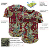 Custom Crimson Black 3D Pattern Design Rave Party Ethnic Paisley Bandana Authentic Baseball Jersey
