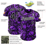 Custom Black Purple-White 3D Pattern Design Rave Party Ethnic Paisley Bandana Authentic Baseball Jersey