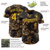 Custom Black Yellow 3D Pattern Design Rave Party Ethnic Paisley Bandana Authentic Baseball Jersey