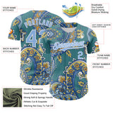 Custom Teal Light Blue-White 3D Pattern Design Rave Party Ethnic Paisley Bandana Authentic Baseball Jersey