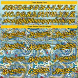 Custom Blue Yellow-Black 3D Pattern Design Rave Party Ethnic Paisley Bandana Authentic Baseball Jersey