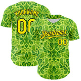 Custom Neon Green Black 3D Pattern Design Rave Party Ethnic Paisley Bandana Authentic Baseball Jersey