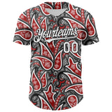 Custom Black White-Red 3D Pattern Design Rave Party Ethnic Paisley Bandana Authentic Baseball Jersey