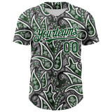 Custom Black Green-White 3D Pattern Design Rave Party Ethnic Paisley Bandana Authentic Baseball Jersey