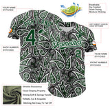 Custom Black Green-White 3D Pattern Design Rave Party Ethnic Paisley Bandana Authentic Baseball Jersey