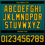 Custom Teal Gold-Black 3D Pattern Design Gradient Geometric Shape Authentic Baseball Jersey