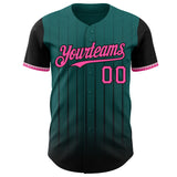 Custom Teal Pink-Black 3D Pattern Design Gradient Geometric Shape Authentic Baseball Jersey