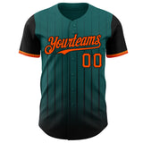 Custom Teal Orange-Black 3D Pattern Design Gradient Geometric Shape Authentic Baseball Jersey
