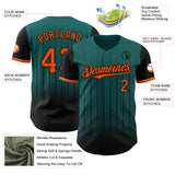 Custom Teal Orange-Black 3D Pattern Design Gradient Geometric Shape Authentic Baseball Jersey