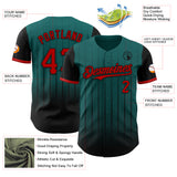 Custom Teal Red-Black 3D Pattern Design Gradient Geometric Shape Authentic Baseball Jersey