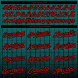 Custom Teal Red-Black 3D Pattern Design Gradient Geometric Shape Authentic Baseball Jersey