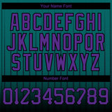 Custom Teal Purple-Black 3D Pattern Design Gradient Geometric Shape Authentic Baseball Jersey