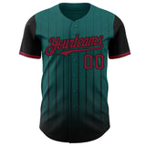 Custom Teal Crimson-Black 3D Pattern Design Gradient Geometric Shape Authentic Baseball Jersey