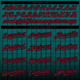 Custom Teal Crimson-Black 3D Pattern Design Gradient Geometric Shape Authentic Baseball Jersey