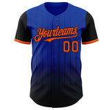Custom Thunder Blue Orange-Black 3D Pattern Design Gradient Geometric Shape Authentic Baseball Jersey