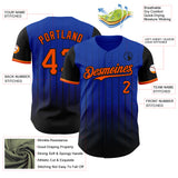 Custom Thunder Blue Orange-Black 3D Pattern Design Gradient Geometric Shape Authentic Baseball Jersey