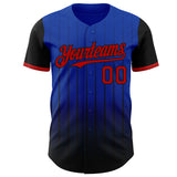 Custom Thunder Blue Red-Black 3D Pattern Design Gradient Geometric Shape Authentic Baseball Jersey