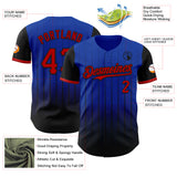 Custom Thunder Blue Red-Black 3D Pattern Design Gradient Geometric Shape Authentic Baseball Jersey