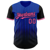 Custom Thunder Blue Pink-Black 3D Pattern Design Gradient Geometric Shape Authentic Baseball Jersey