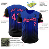 Custom Thunder Blue Pink-Black 3D Pattern Design Gradient Geometric Shape Authentic Baseball Jersey