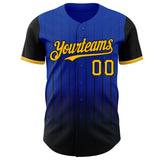 Custom Thunder Blue Gold-Black 3D Pattern Design Gradient Geometric Shape Authentic Baseball Jersey