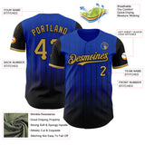 Custom Thunder Blue Old Gold-Black 3D Pattern Design Gradient Geometric Shape Authentic Baseball Jersey