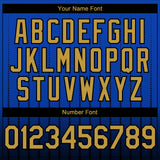 Custom Thunder Blue Old Gold-Black 3D Pattern Design Gradient Geometric Shape Authentic Baseball Jersey