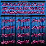 Custom Electric Blue Pink-Black 3D Pattern Design Gradient Geometric Shape Authentic Baseball Jersey