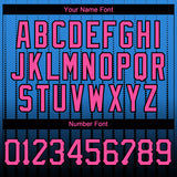 Custom Electric Blue Pink-Black 3D Pattern Design Gradient Geometric Shape Authentic Baseball Jersey