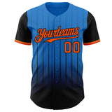 Custom Electric Blue Orange-Black 3D Pattern Design Gradient Geometric Shape Authentic Baseball Jersey