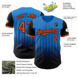 Custom Electric Blue Orange-Black 3D Pattern Design Gradient Geometric Shape Authentic Baseball Jersey