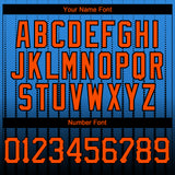 Custom Electric Blue Orange-Black 3D Pattern Design Gradient Geometric Shape Authentic Baseball Jersey