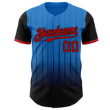 Custom Electric Blue Red-Black 3D Pattern Design Gradient Geometric Shape Authentic Baseball Jersey