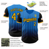 Custom Electric Blue Gold-Black 3D Pattern Design Gradient Geometric Shape Authentic Baseball Jersey