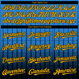 Custom Electric Blue Gold-Black 3D Pattern Design Gradient Geometric Shape Authentic Baseball Jersey