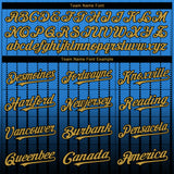 Custom Electric Blue Old Gold-Black 3D Pattern Design Gradient Geometric Shape Authentic Baseball Jersey