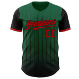 Custom Kelly Green Red-Black 3D Pattern Design Gradient Geometric Shape Authentic Baseball Jersey