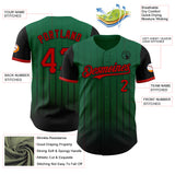 Custom Kelly Green Red-Black 3D Pattern Design Gradient Geometric Shape Authentic Baseball Jersey