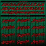 Custom Kelly Green Red-Black 3D Pattern Design Gradient Geometric Shape Authentic Baseball Jersey