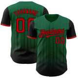 Custom Kelly Green Red-Black 3D Pattern Design Gradient Geometric Shape Authentic Baseball Jersey