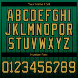 Custom Kelly Green Old Gold-Black 3D Pattern Design Gradient Geometric Shape Authentic Baseball Jersey