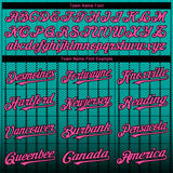 Custom Aqua Pink-Black 3D Pattern Design Gradient Geometric Shape Authentic Baseball Jersey