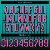 Custom Aqua Pink-Black 3D Pattern Design Gradient Geometric Shape Authentic Baseball Jersey