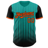 Custom Aqua Orange-Black 3D Pattern Design Gradient Geometric Shape Authentic Baseball Jersey