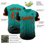 Custom Aqua Orange-Black 3D Pattern Design Gradient Geometric Shape Authentic Baseball Jersey