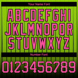 Custom Neon Green Pink-Black 3D Pattern Design Gradient Geometric Shape Authentic Baseball Jersey