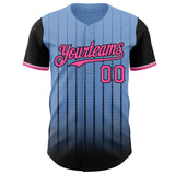 Custom Light Blue Pink-Black 3D Pattern Design Gradient Geometric Shape Authentic Baseball Jersey