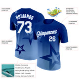 Custom Royal White-Light Blue 3D Pattern Design Gradient Style Twinkle Star Performance T-Shirt